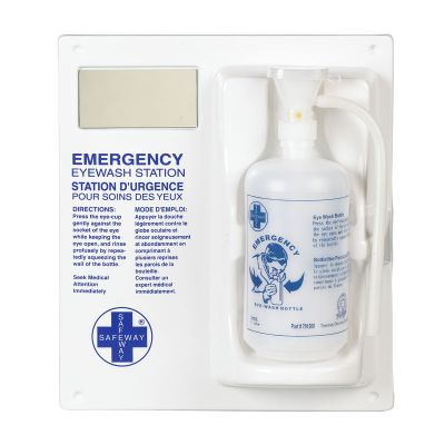 Station murale douche oculaire plastique + bout. 1 L. vide